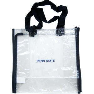 clear tote with navy handles and Penn State